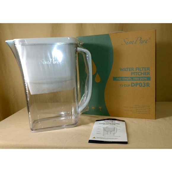 LARGE 15 CUP! Water Filter Pitcher BPA Free | DP03R White